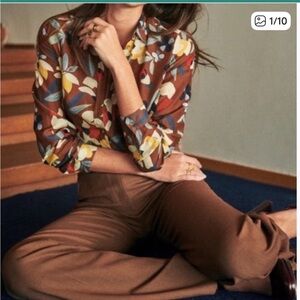 Sézane Paris Pierro shirt in Vahine Flowers Cotton Silk Blend 36 Small